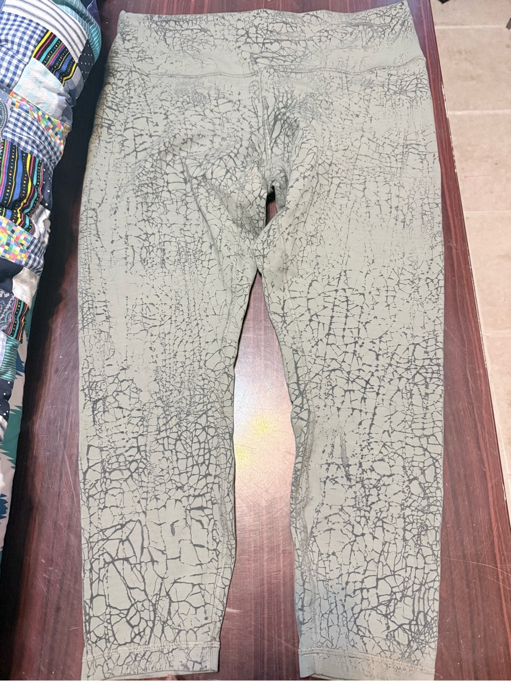 lululemon athletica Olive Green Crackle-Print Leggings